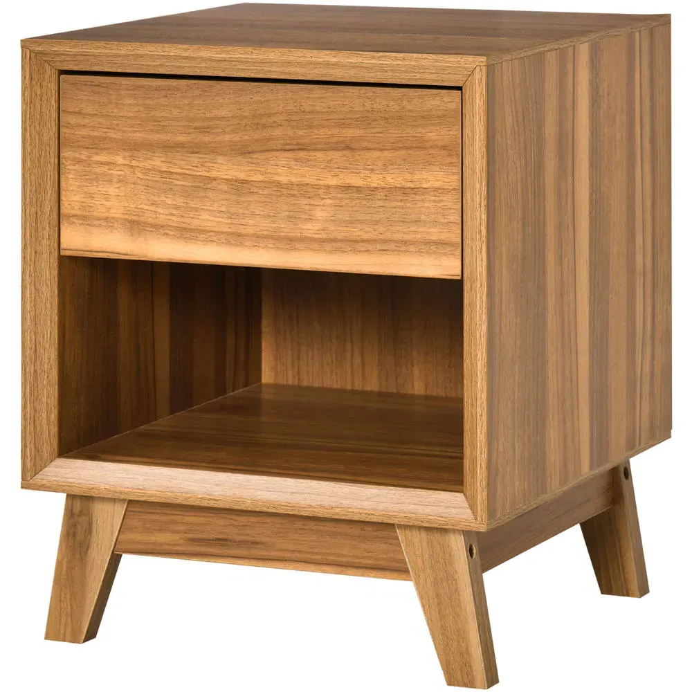 Single Drawer Bedside Table - Walnut Brown