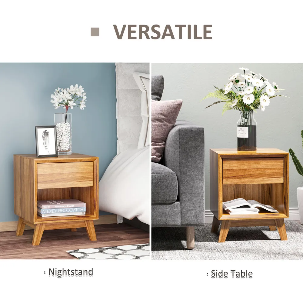 Single Drawer Bedside Table - Walnut Brown