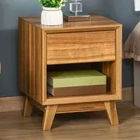 Single Drawer Bedside Table - Walnut Brown