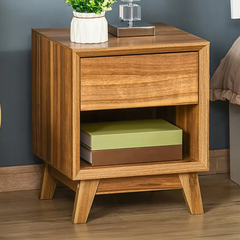 Single Drawer Bedside Table - Walnut Brown
