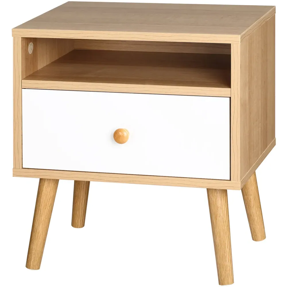 Single Drawer Bedside Table - White