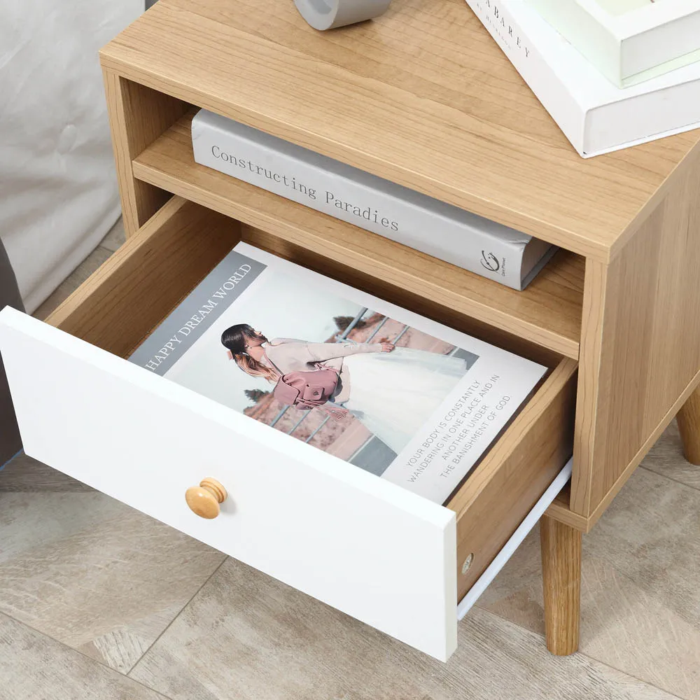 Single Drawer Bedside Table - White