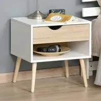 Single Drawer Bedside Table with Shelf - White