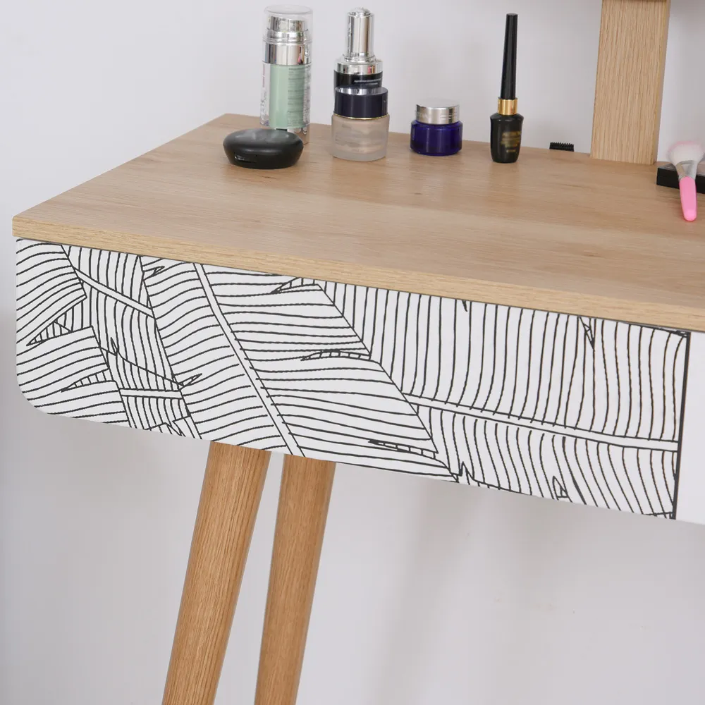 Single Drawer Dressing Table with Mirror - White, Oak