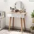 Single Drawer Dressing Table with Mirror - White, Oak