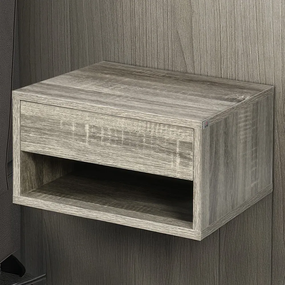 Single Drawer Floating Bedside Table Set of 2 - Brown