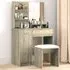 Single Drawer Single Door Dressing Table Set with Mirror - Brown