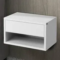Single Drawer Wall Mounted Bedside Table Set of 2 - White