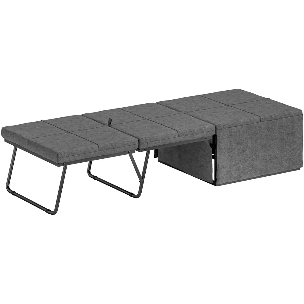 Single Metal Frame Foldable Bed with Dust Cover - Grey