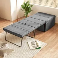 Single Metal Frame Foldable Bed with Dust Cover - Grey