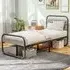 Single Metal Platform Bed Frame with Storage - Grey