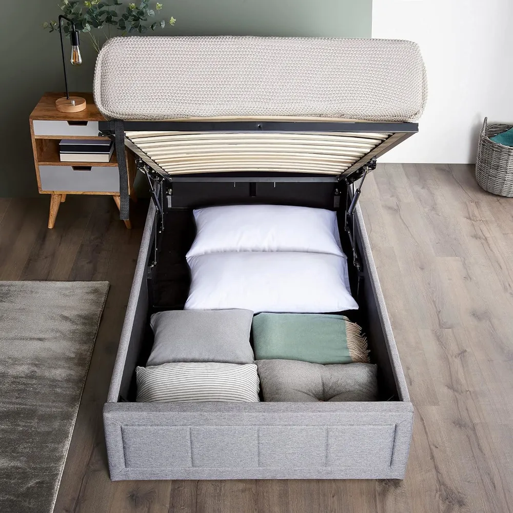 Single Ottoman Bed Frame with Storage - Grey