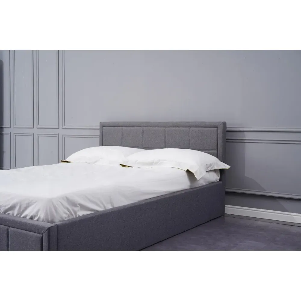 Single Ottoman Bed with Storage and Mattress - Grey, Fabric
