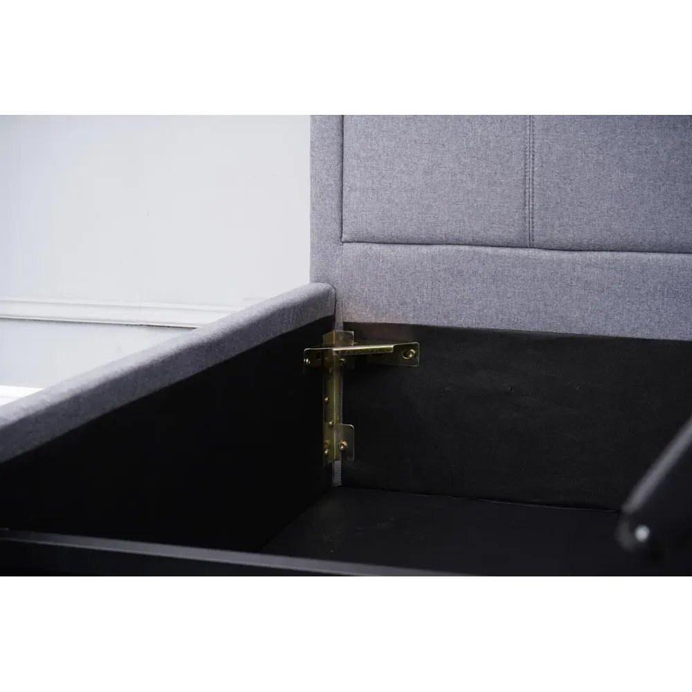 Single Ottoman Bed with Storage and Mattress - Grey, Fabric