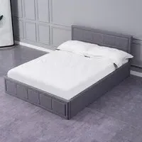 Single Ottoman Bed with Storage and Mattress - Grey, Fabric