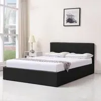 Single Ottoman Bed with Storage - Black, Faux Leather