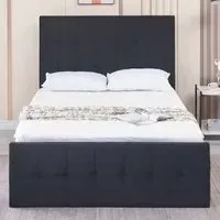 Single Ottoman Bed with Storage - Black, Velvet