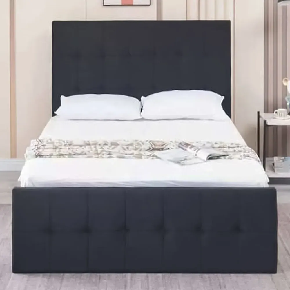 Single Ottoman Bed with Storage - Black, Velvet image