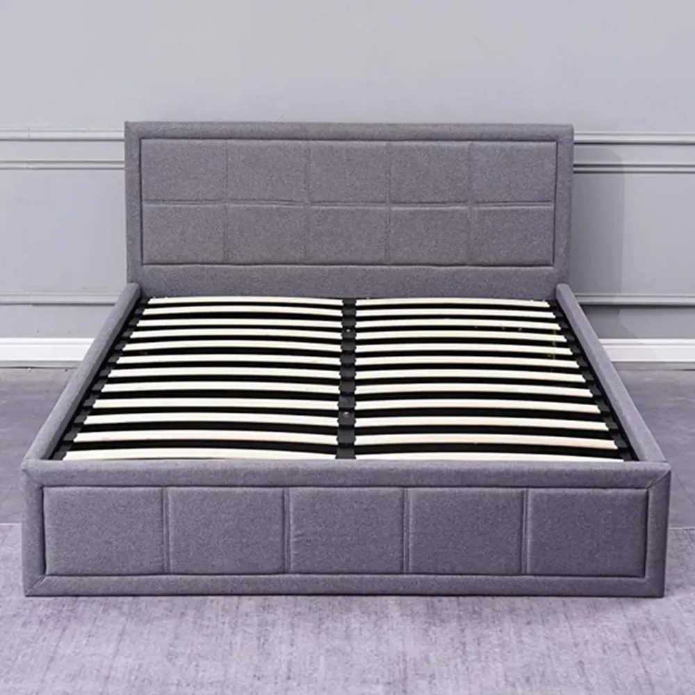Single Ottoman Bed with Storage - Grey, Fabric