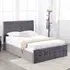 Single Ottoman Bed with Storage - Grey, Velvet