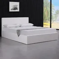 Single Ottoman Bed with Storage - White, Faux Leather