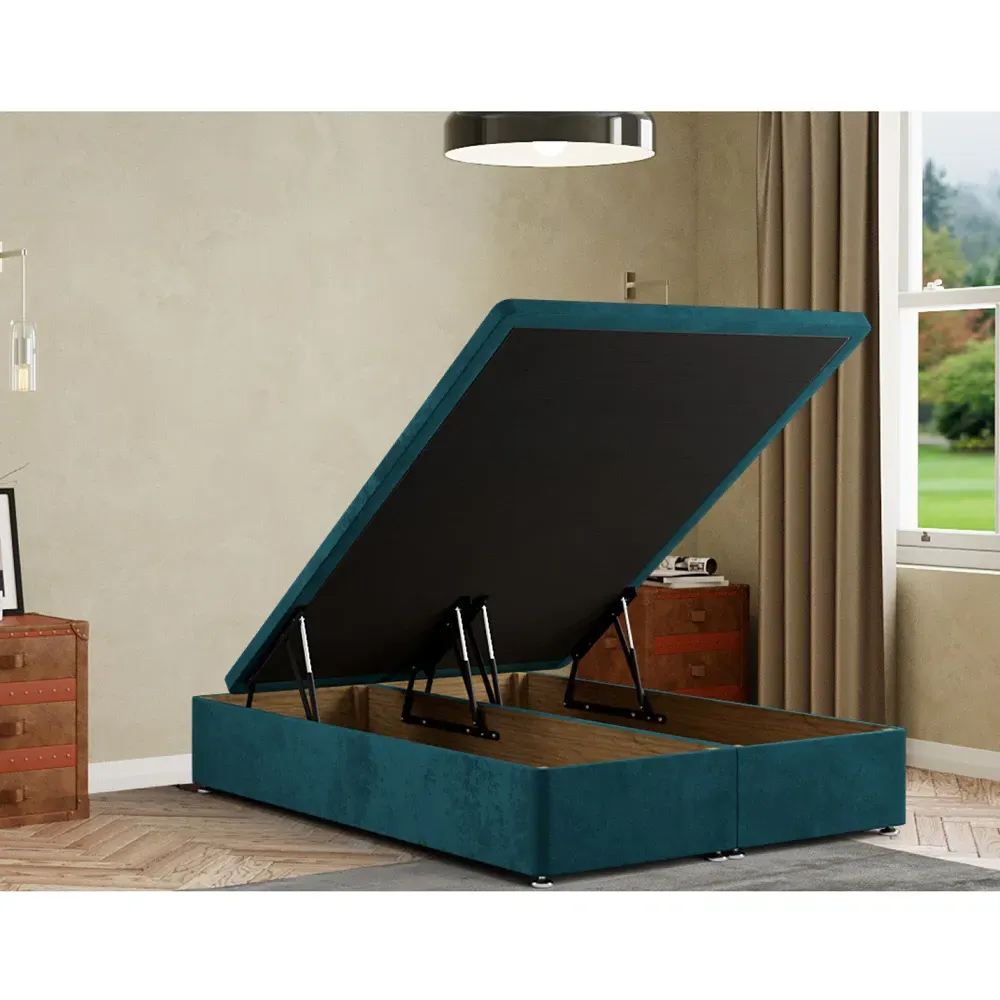 Single Ottoman Divan Base with Storage - Green, Plush