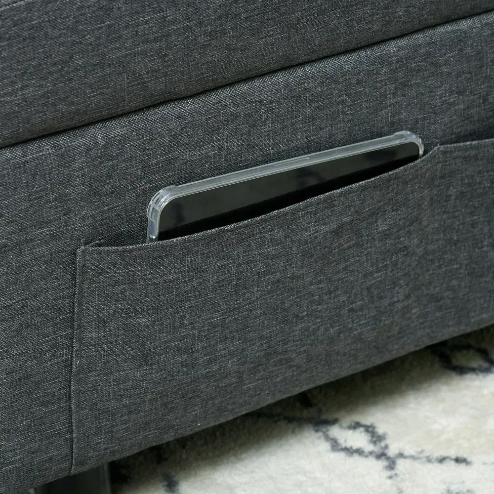 Single Recliner Chair Bed with Wheels - Grey, Linen