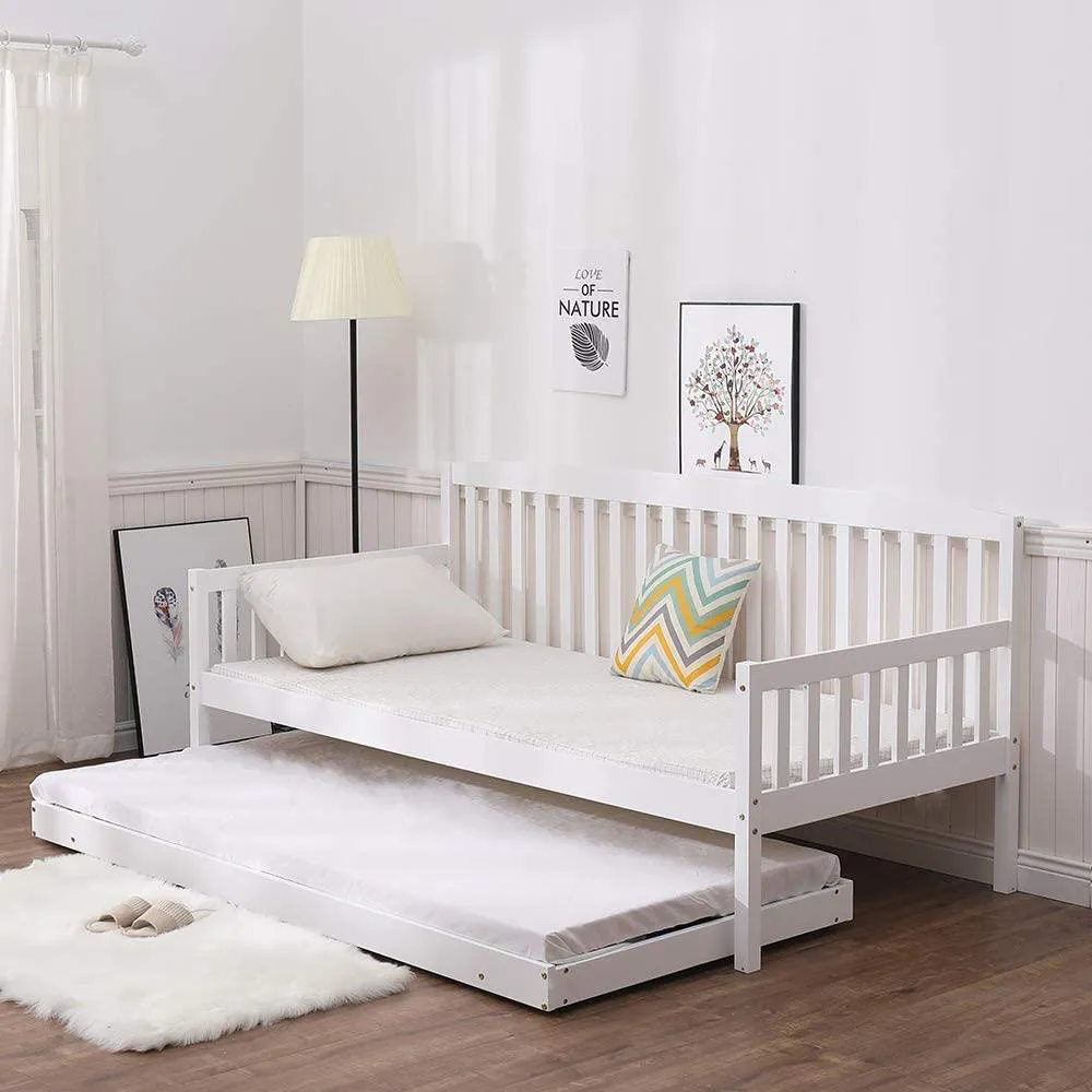 Single Shaker Day Bed with Trundle - White, Wood