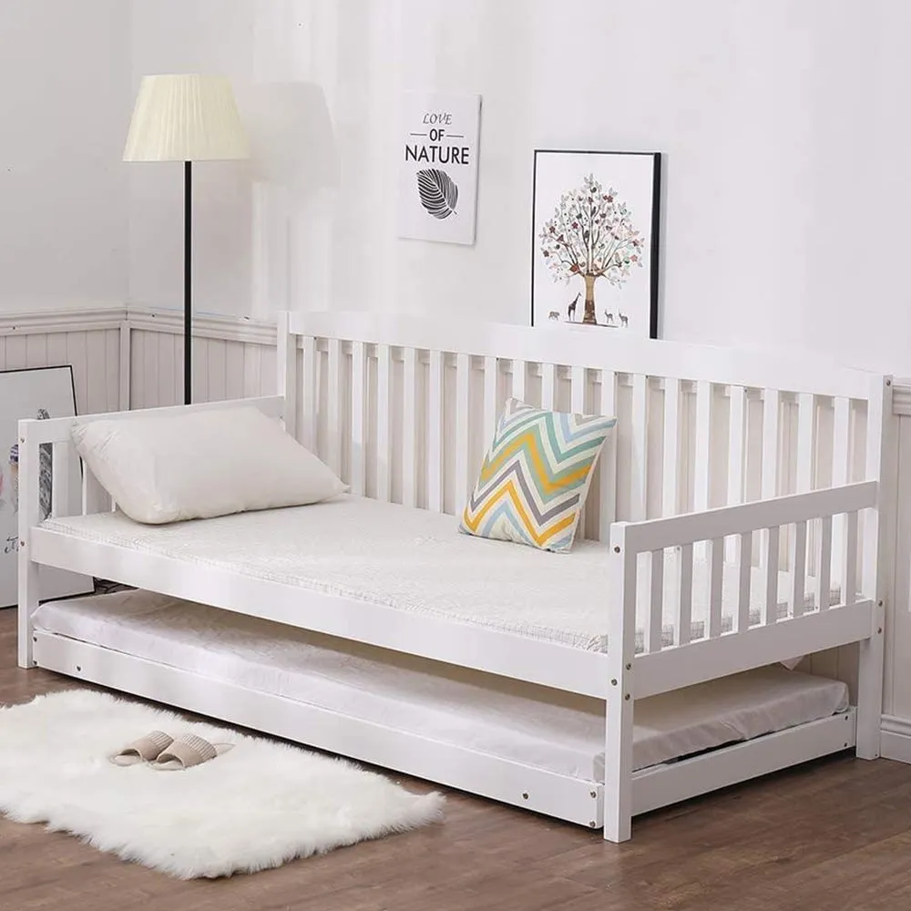 Single Shaker Day Bed with Trundle - White, Wood