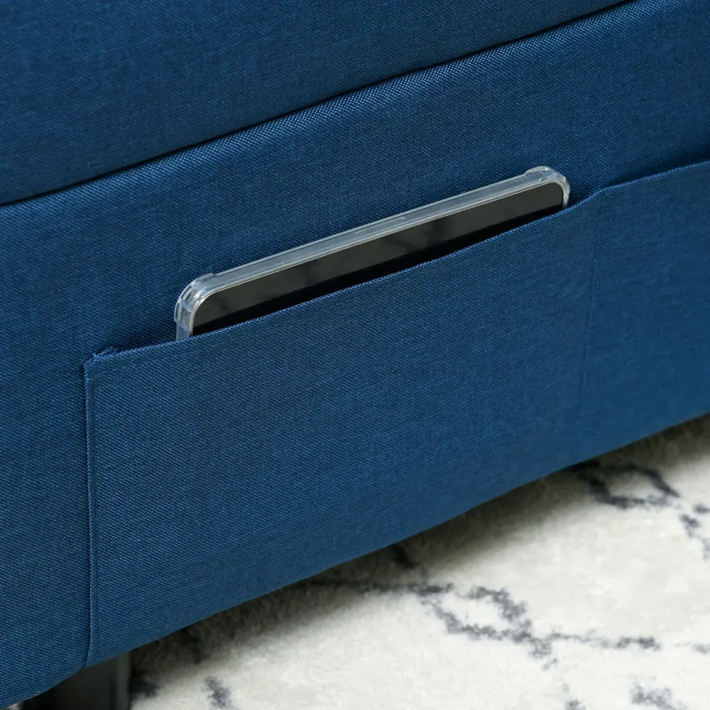 Single Sleeper Recliner Chair Bed - Blue, Linen