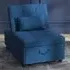 Single Sleeper Recliner Chair Bed - Blue, Linen