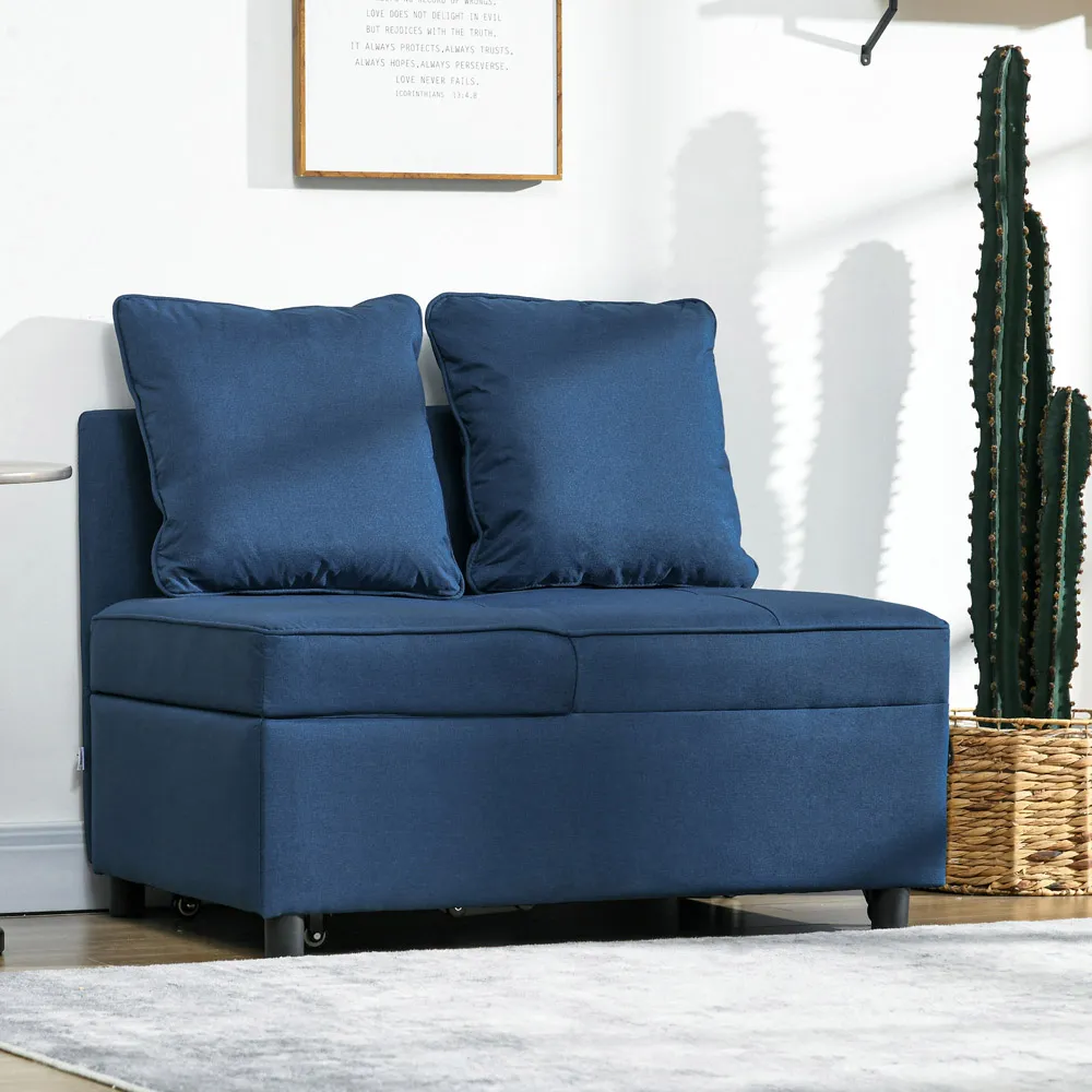 Single Sleeper Recliner Sofa Bed - Blue