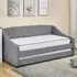 Single Tufted Day Bed with Trundle - Grey, Fabric