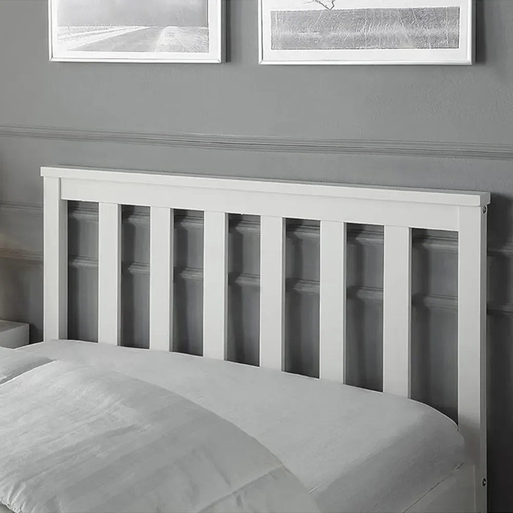 Single Wooden Bed Frame with Mattress - White, Pine