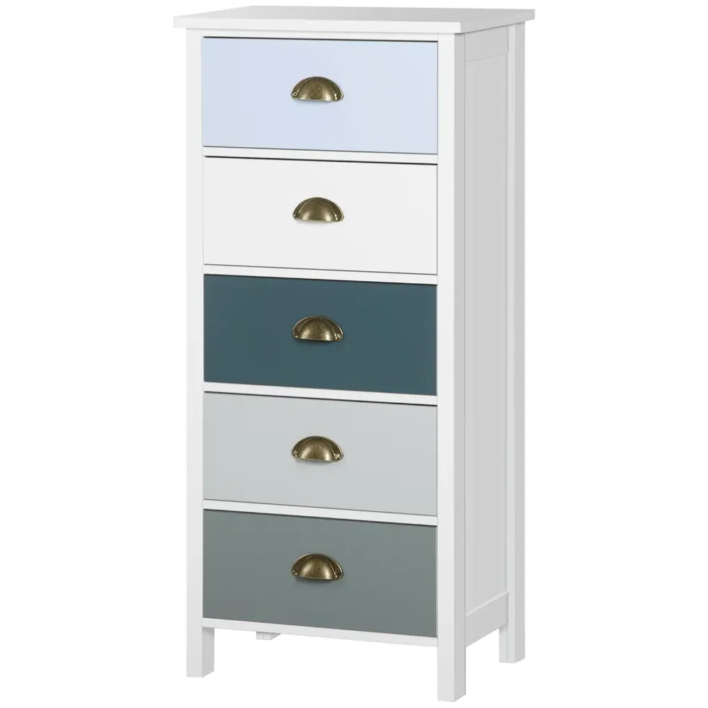 Slim 5 Drawer Chest of Drawers - Multicolour, MDF
