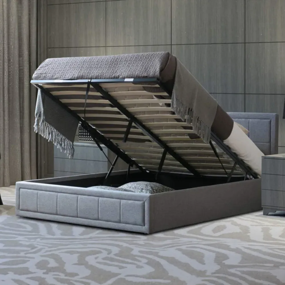Small Double Ottoman Bed Frame with Storage - Grey