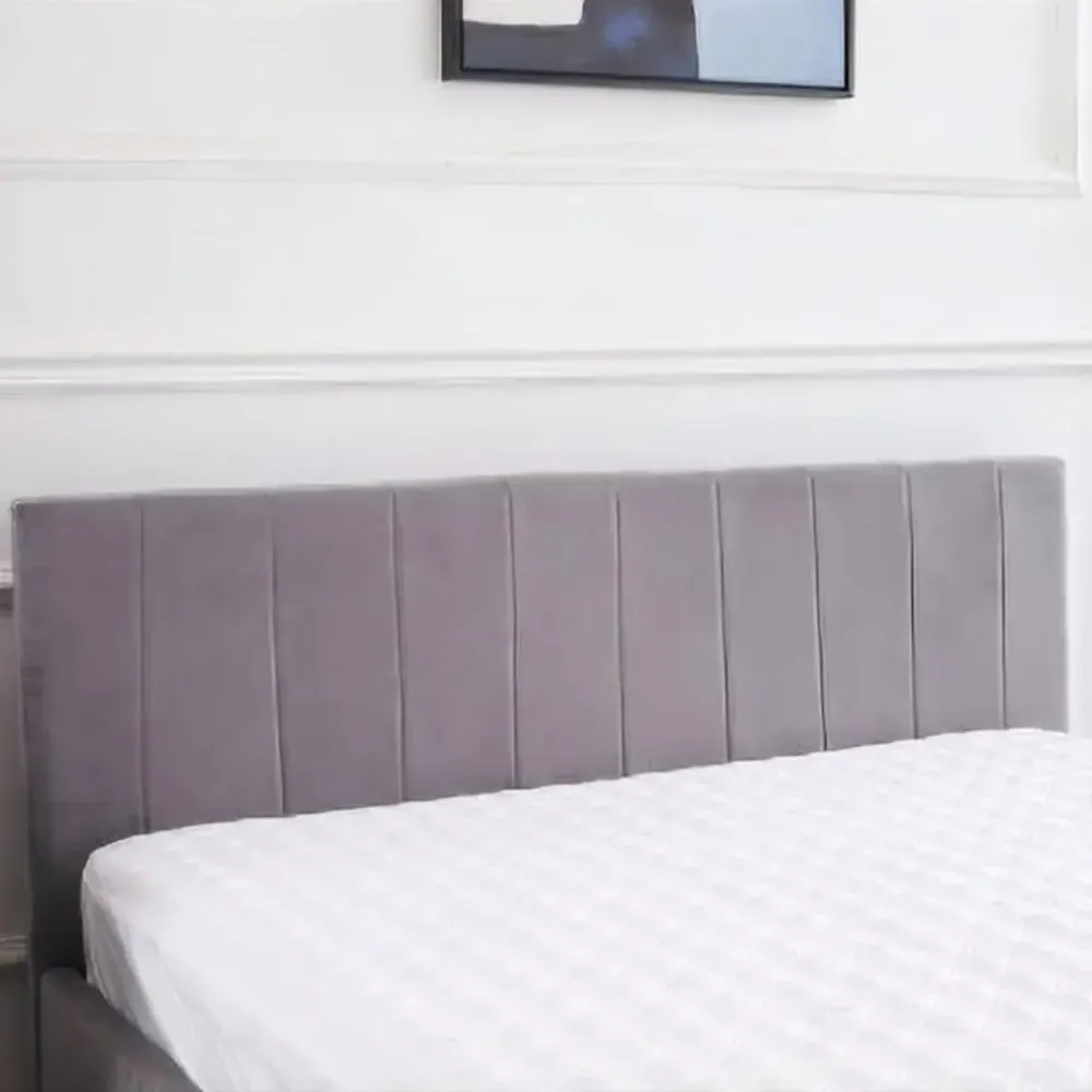 Small Double Ottoman Bed with Mattress - Grey, Velvet