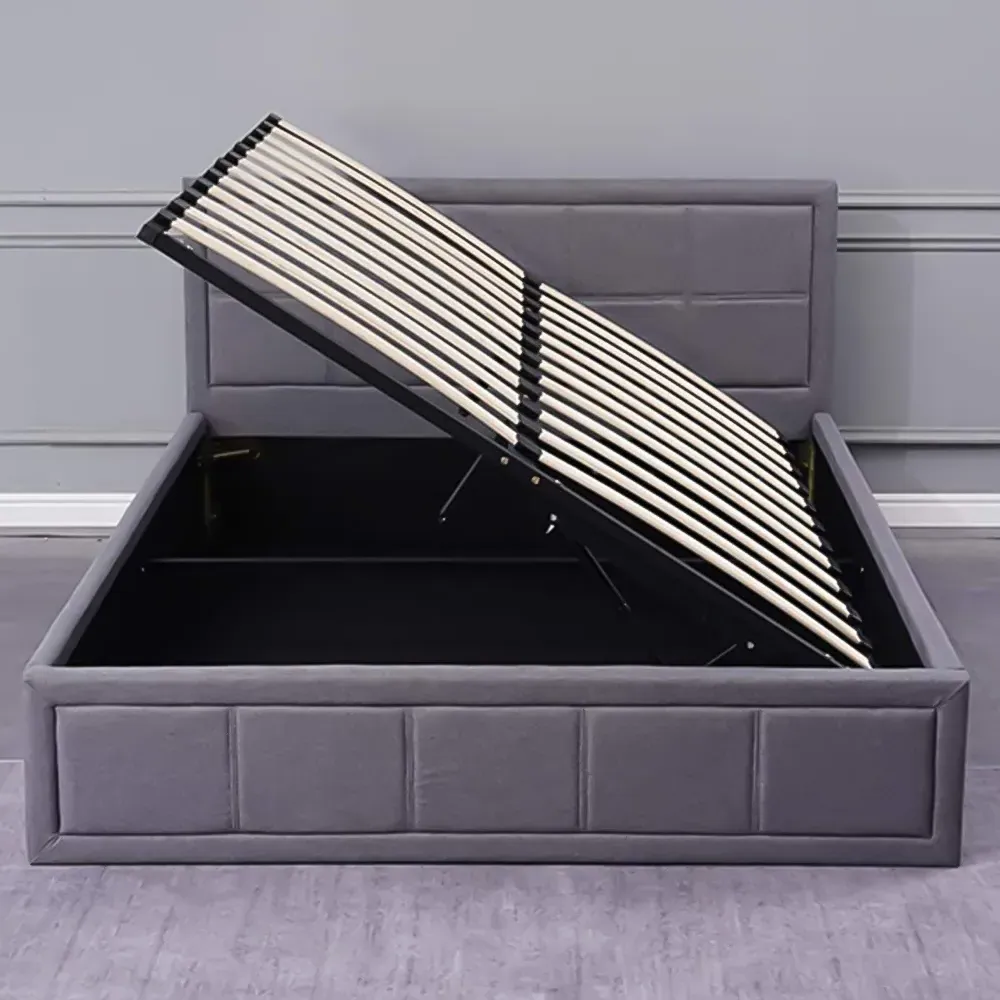 Small Double Ottoman Bed with Storage - Grey, Fabric