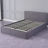 Small Double Ottoman Bed with Storage - Grey, Fabric