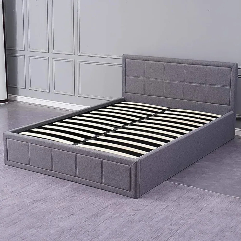 Small Double Ottoman Bed with Storage - Grey, Fabric image