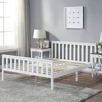 Small Double Wooden Bed Frame - White, Pine