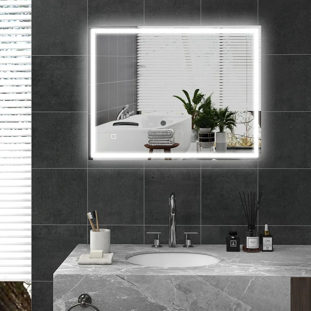 Smart Touch LED Bathroom Mirror 90x70cm - Silver