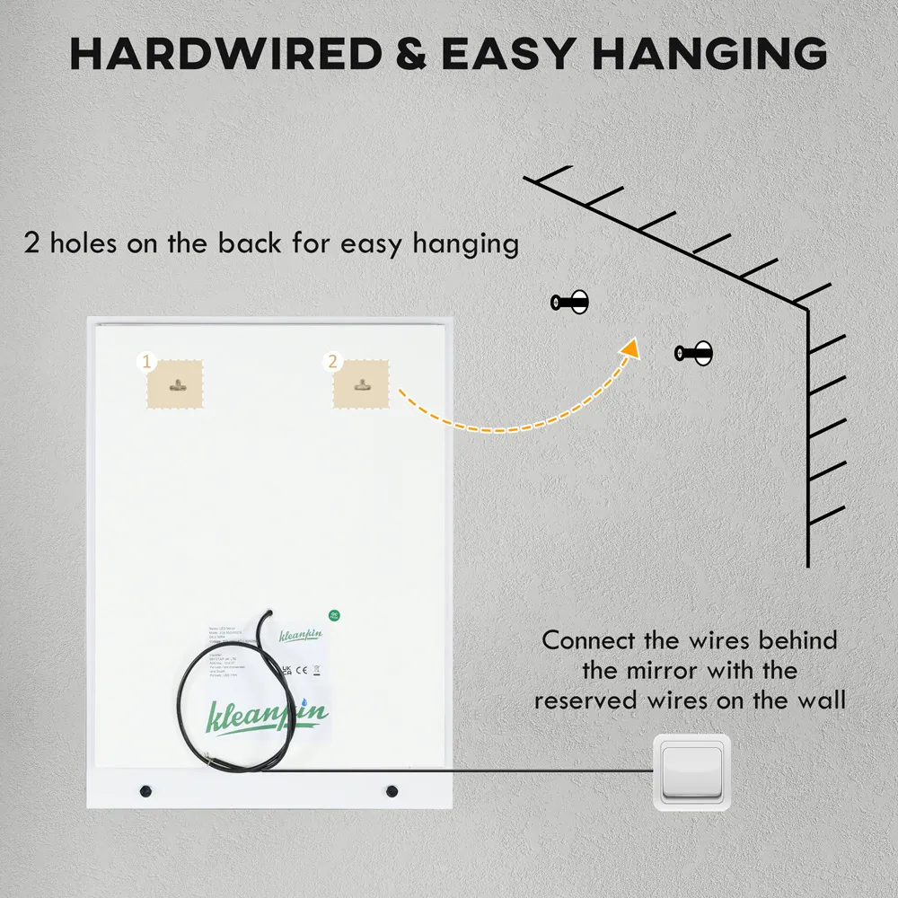 Smart Touch LED Bathroom Wall Mirror 80x60cm - Clear