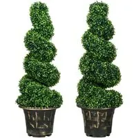 Spiral Boxwood Artificial Plant 2 Pack - Green