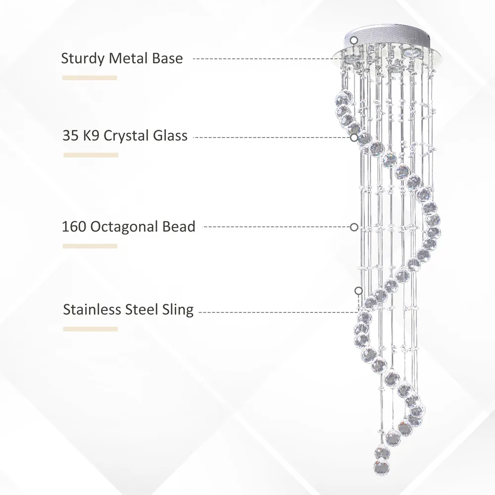 Spiral Crystal Chandelier - Silver