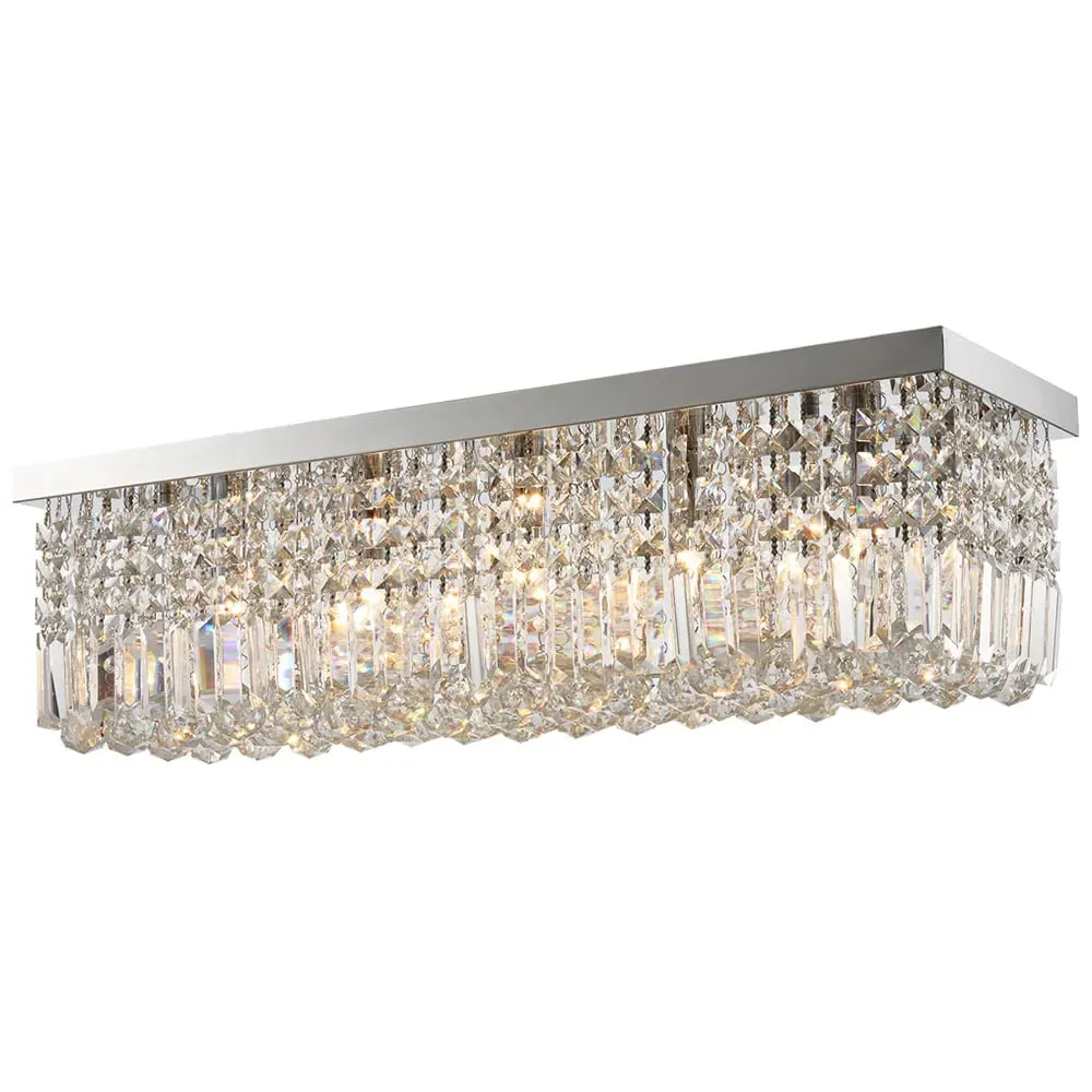 Square Crystal Ceiling Light - Silver