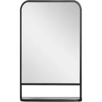 Square Wall Mirror with Shelf - Black