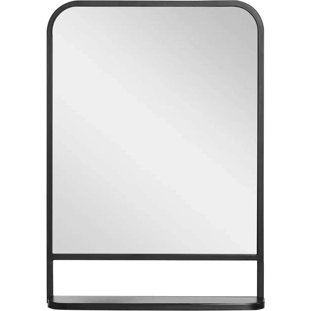 Square Wall Mirror with Shelf - Black image