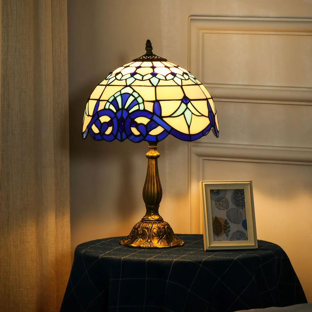 Stained Glass Table Lamp - Blue