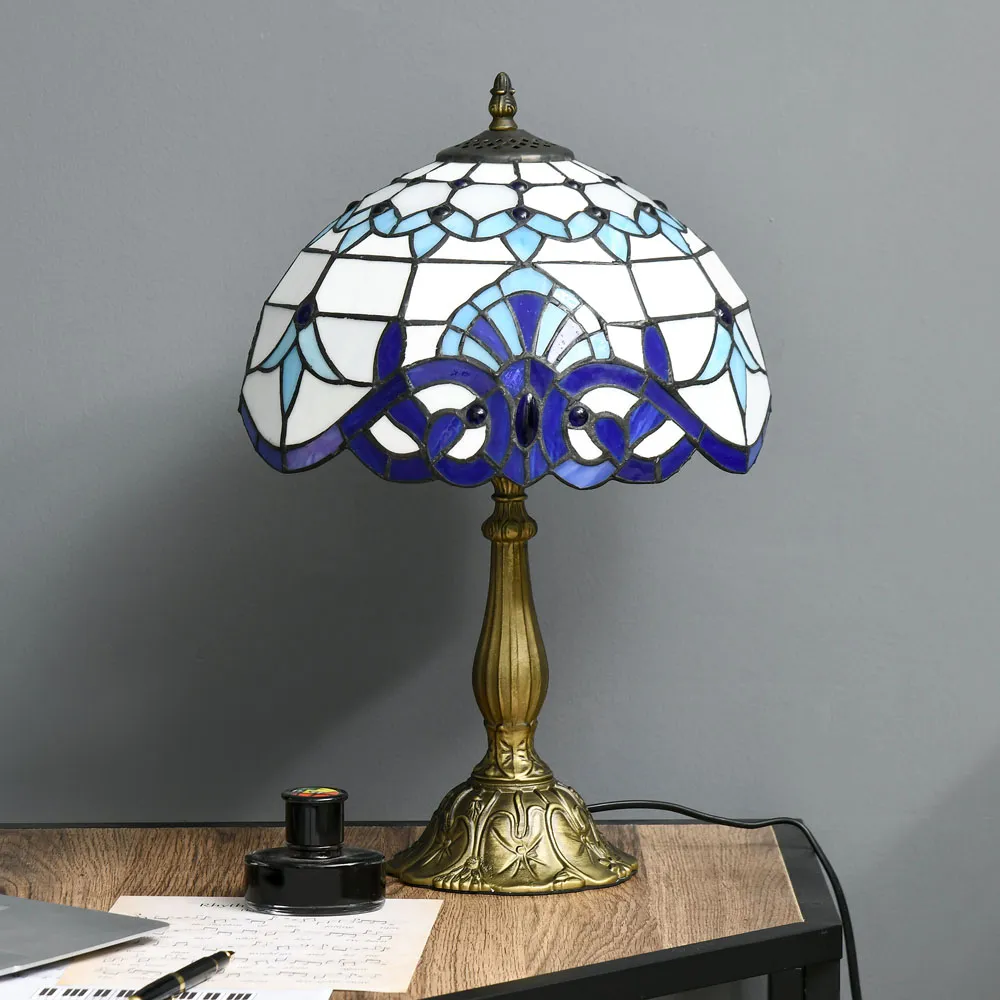 Stained Glass Table Lamp - Blue